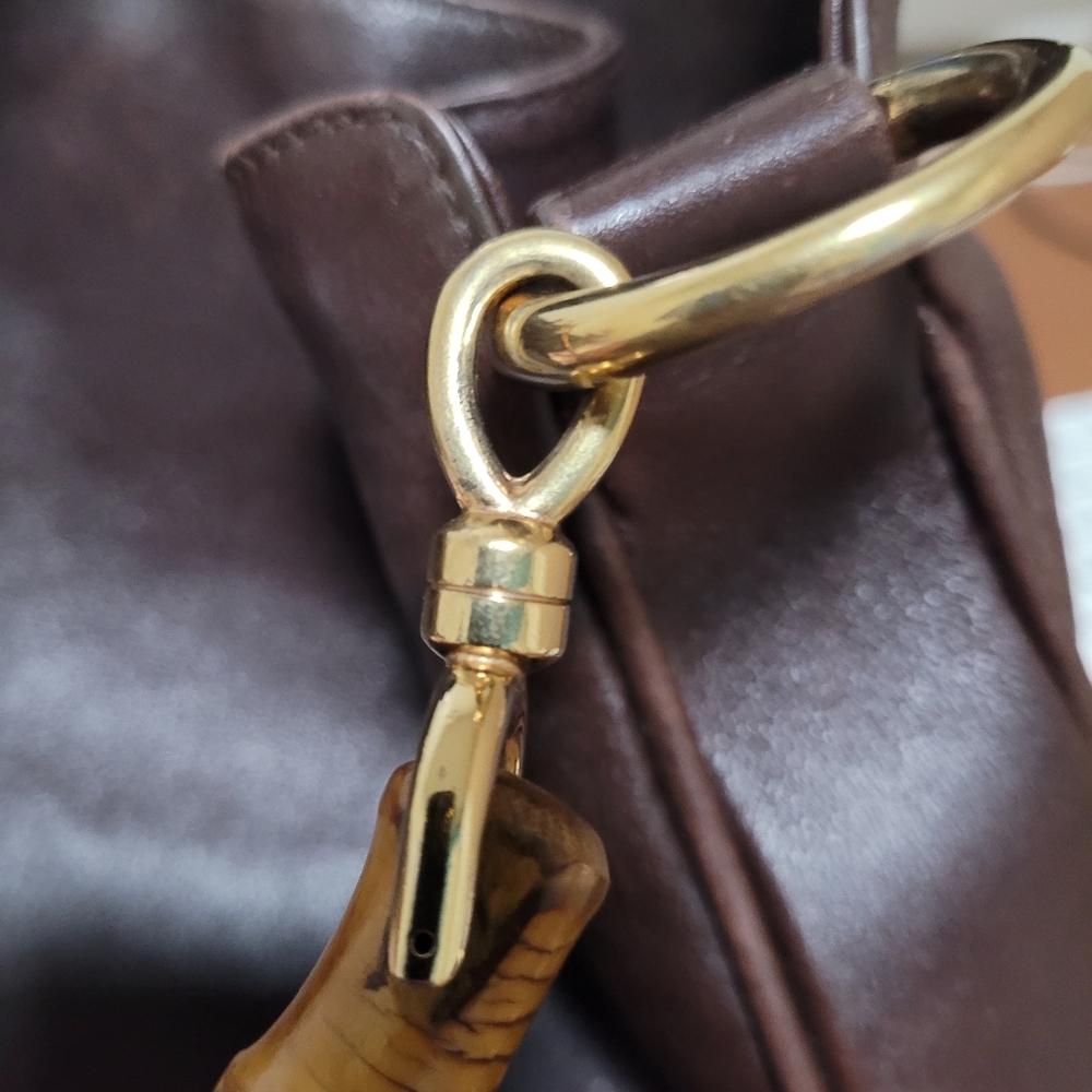 Imperfect Vintage Gucci Leather Shoulder Bag Bamboo Handle & Removable Strap - Picture 16 of 16